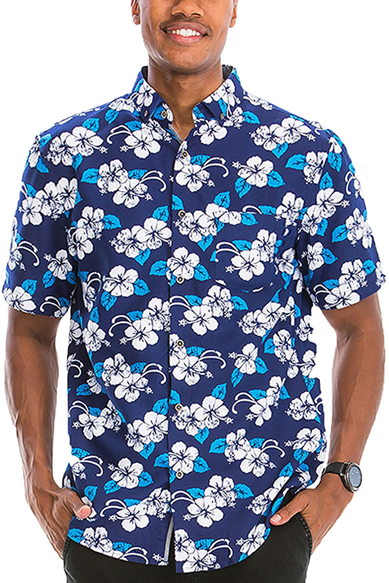 Men's Floral Print Button Down Short Sleeve Shirts sold by G-Style USA product image thumbnail 5