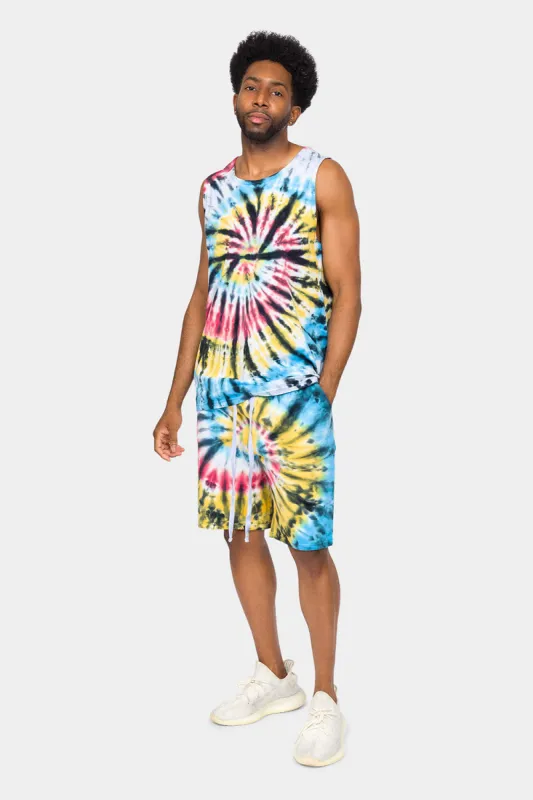 Swirl Tie Dye Cotton Tank Top Shorts Set sold by G-Style USA