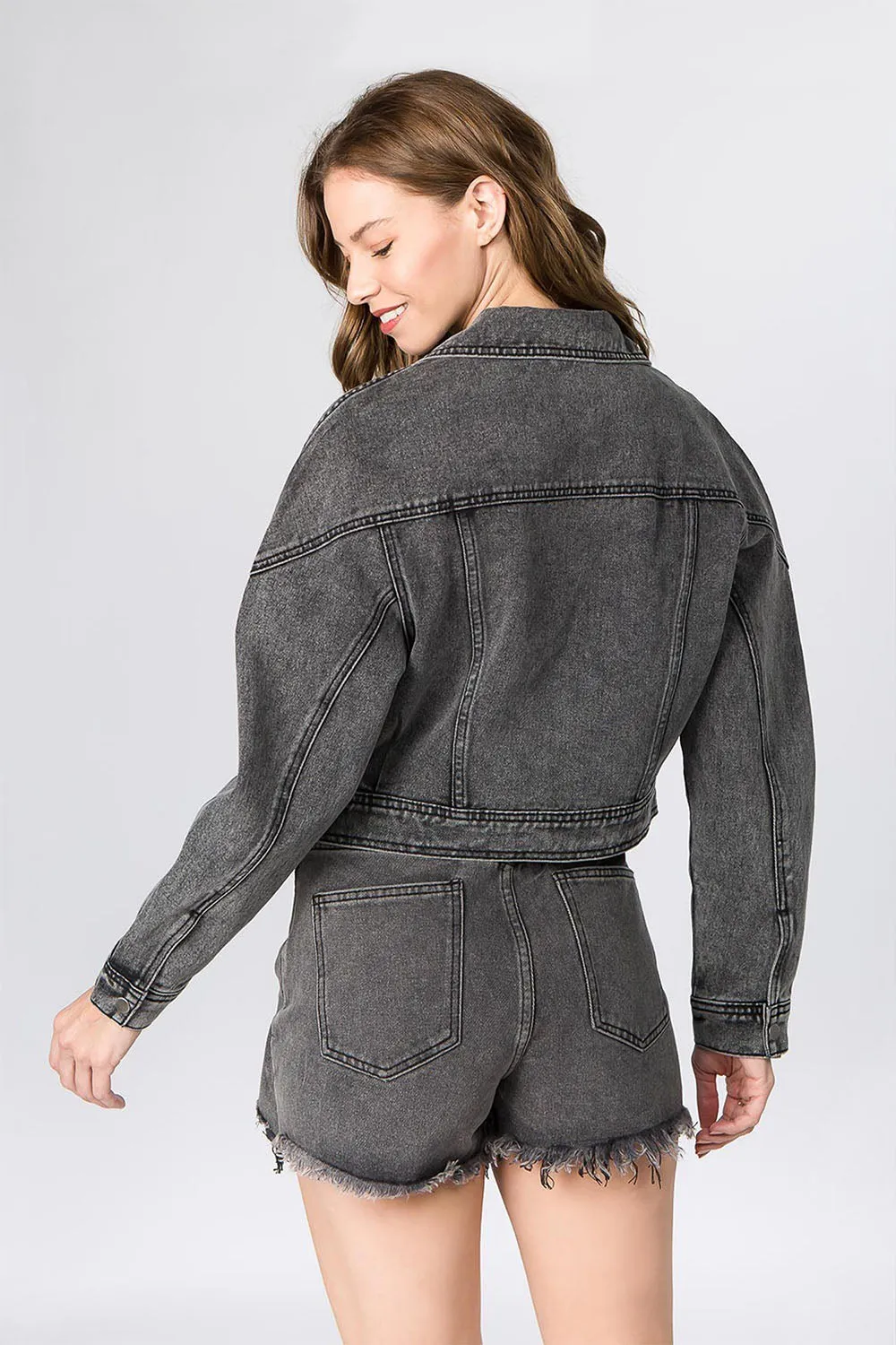 Women's Oversized Moto Biker Denim Jacket sold by G-Style USA product image thumbnail 3