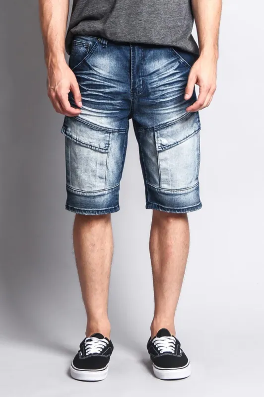 Special Wash Front Cargo Pocket Denim Shorts sold by G-Style USA