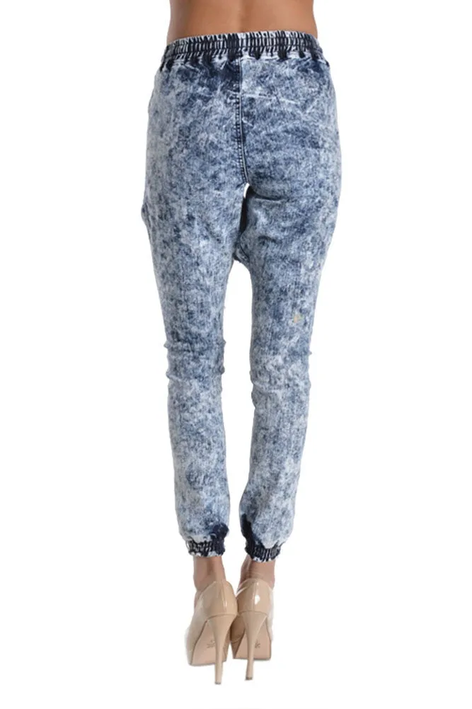 Women's Torn Acid Wash Denim Jogger Pants sold by G-Style USA product image thumbnail 4