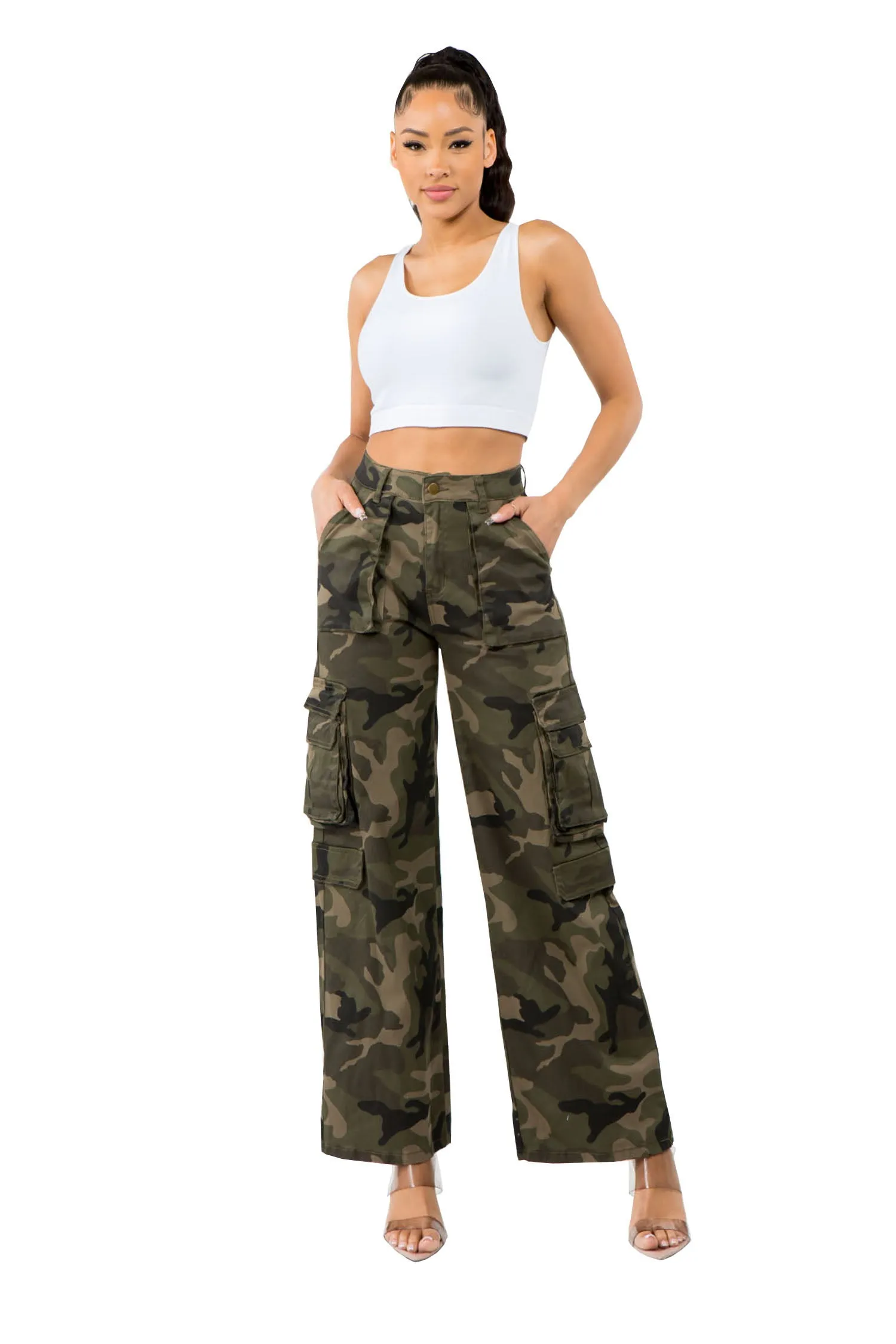 Women's Essential High Waist Multi Pocket Cargo Pants sold by G-Style USA product image thumbnail 4
