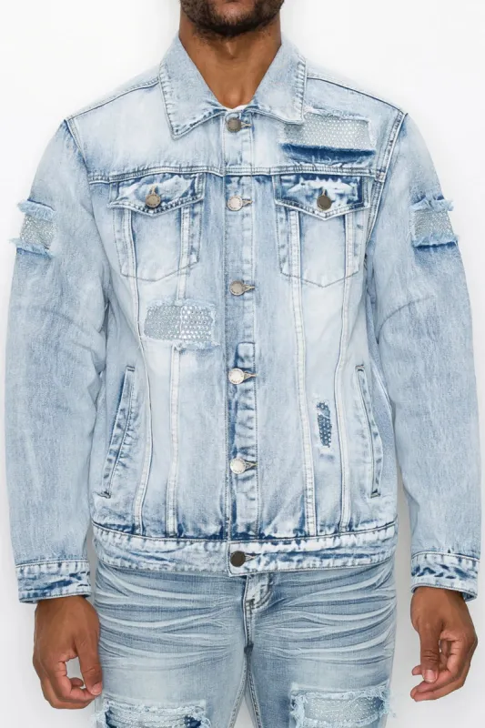 Faded Diamond Denim Jacket made by G-Style USA