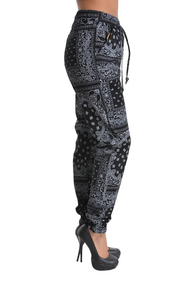Women's Offset Bandana Print Twill Jogger Pants sold by G-Style USA product image thumbnail 2
