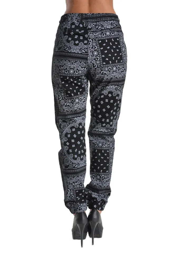 Women's Offset Bandana Print Twill Jogger Pants sold by G-Style USA product image thumbnail 3
