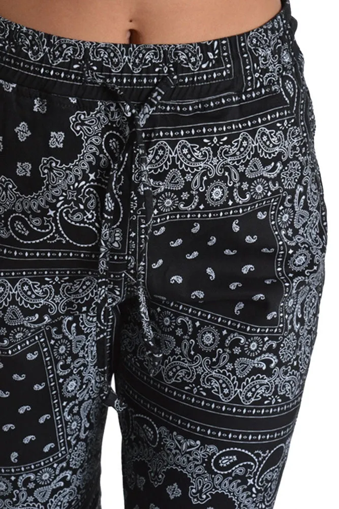 Women's Offset Bandana Print Twill Jogger Pants sold by G-Style USA product image thumbnail 4