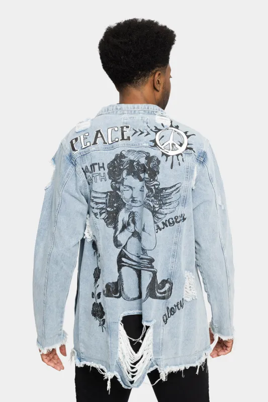 Angel Print Distressed Jacket sold by G-Style USA