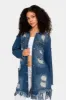 Long Distressed Denim Jean Jacket sold by G-Style USA