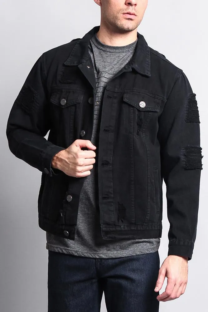 Men's Basic Ripped Jean Jacket sold by G-Style USA product image thumbnail 5