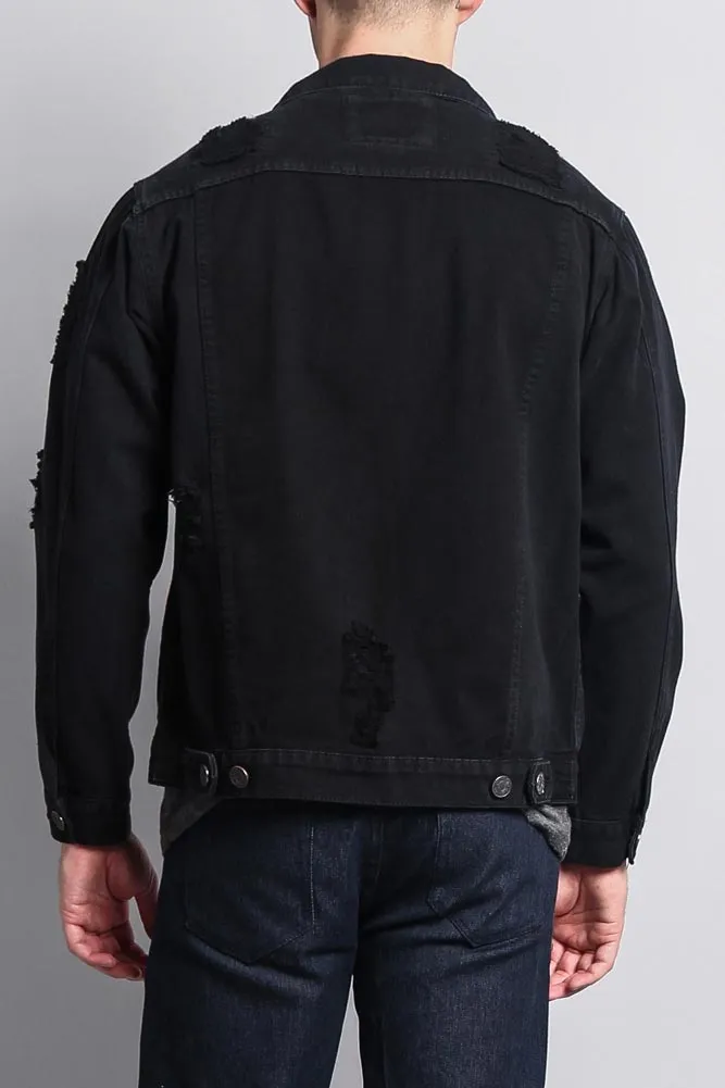 Men's Basic Ripped Jean Jacket sold by G-Style USA product image thumbnail 3