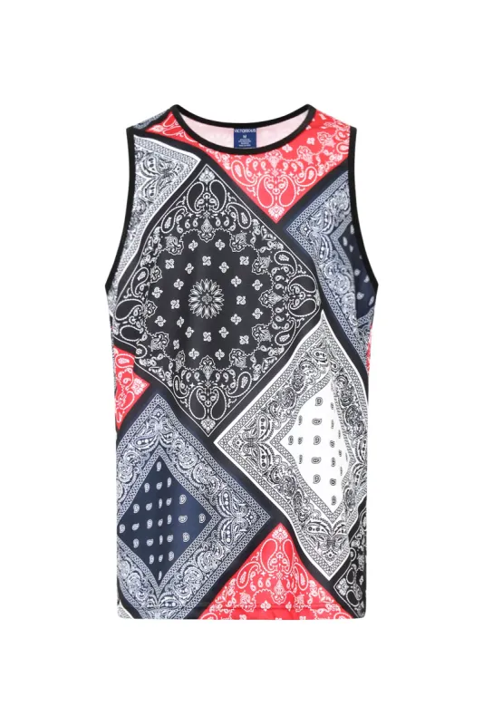 Men's Diagonal Bandana Mix Tank Top sold by G-Style USA