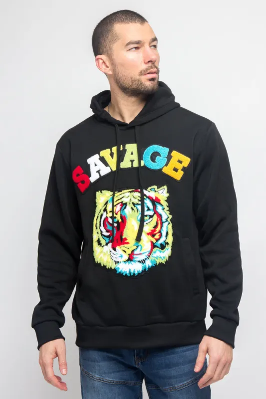 Colorful Chenille Patched Savage Tiger Hoodie sold by G-Style USA
