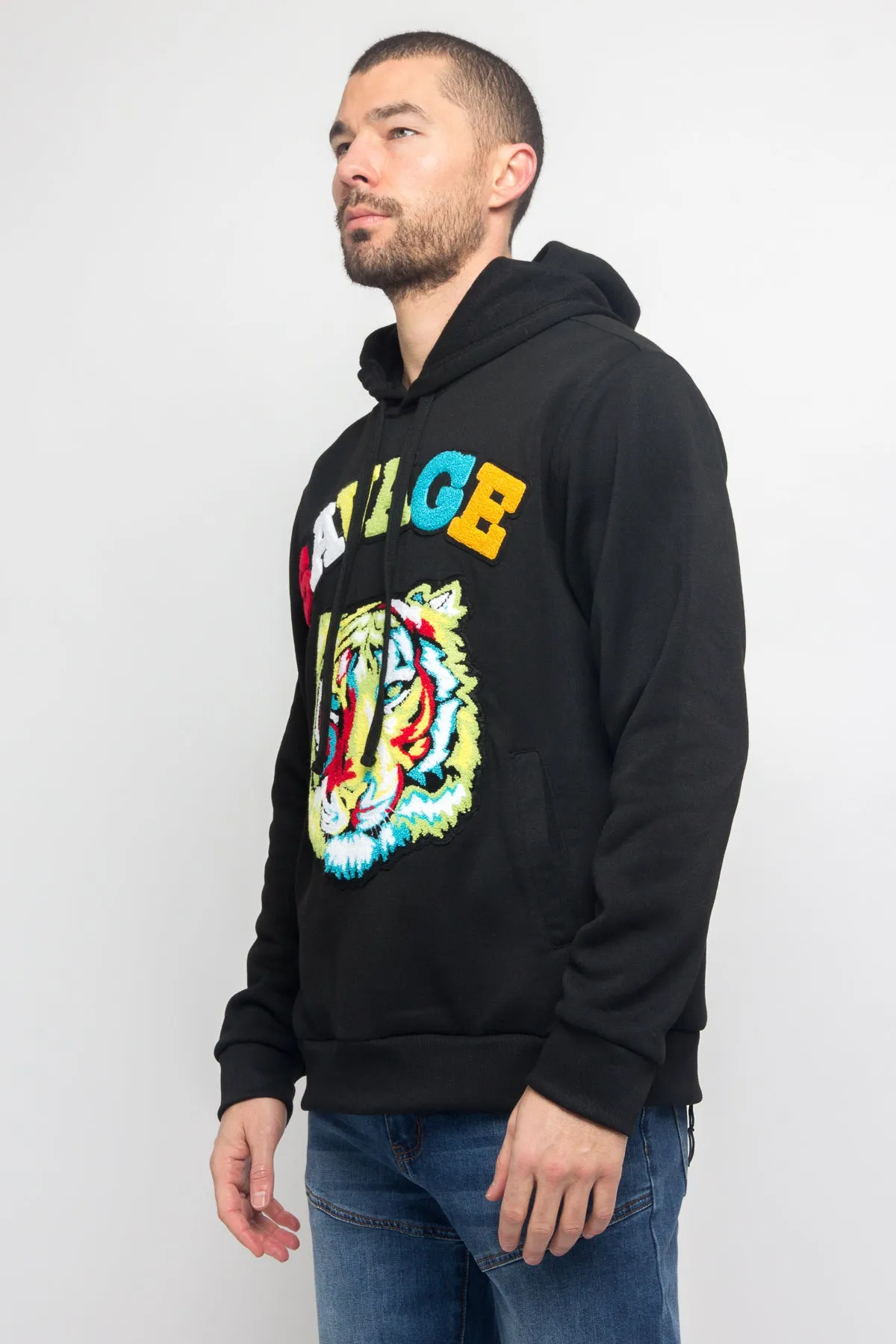 Colorful Chenille Patched Savage Tiger Hoodie sold by G-Style USA product image thumbnail 3
