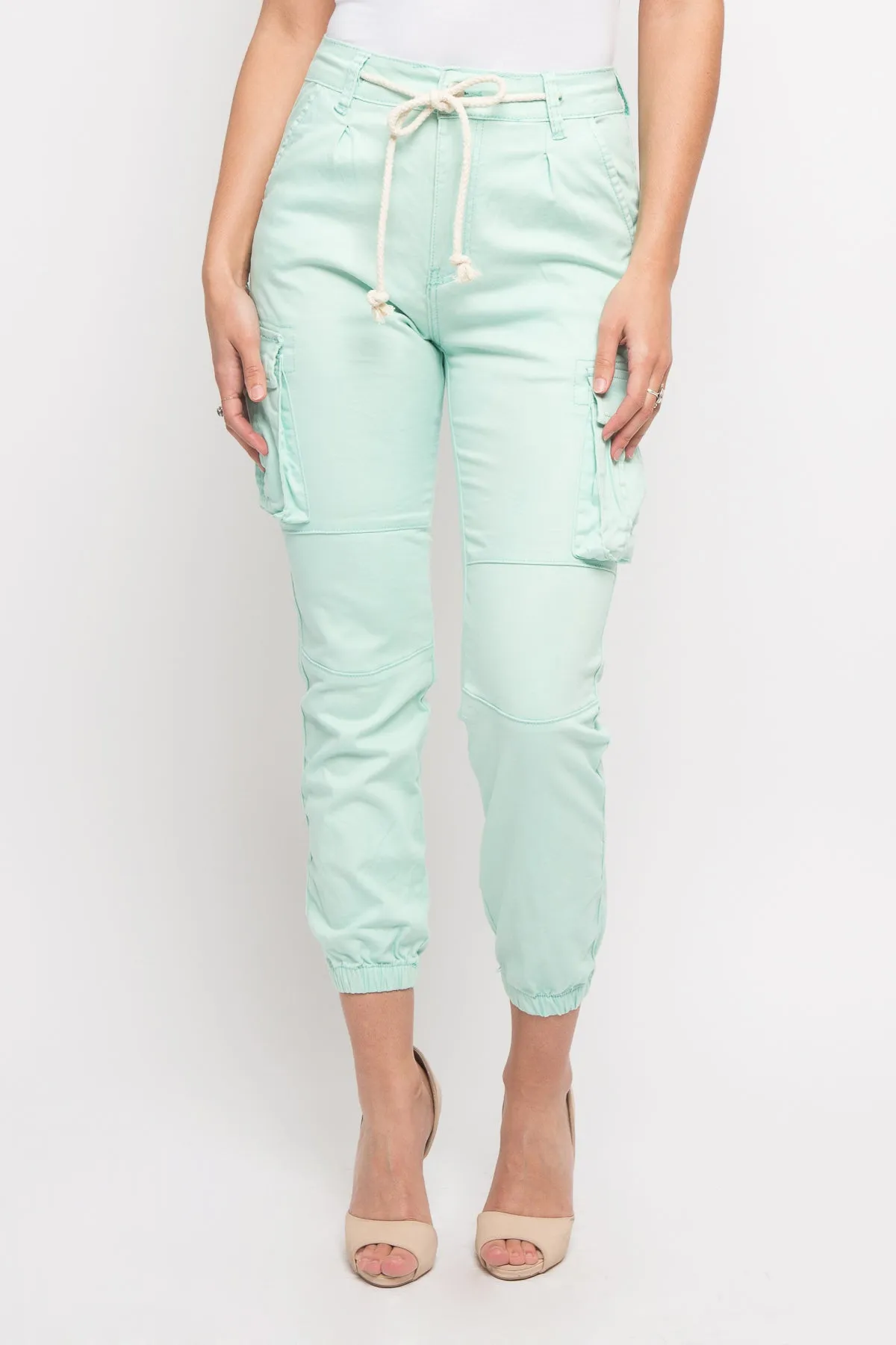 Women's Essential Basic Cropped Colored Cargo Joggers sold by G-Style USA product image thumbnail 5