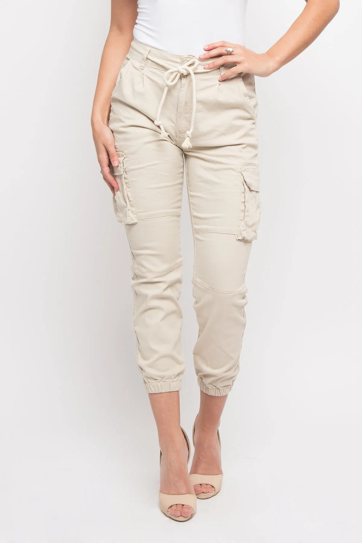 Women's Essential Basic Cropped Colored Cargo Joggers sold by G-Style USA product image thumbnail 2