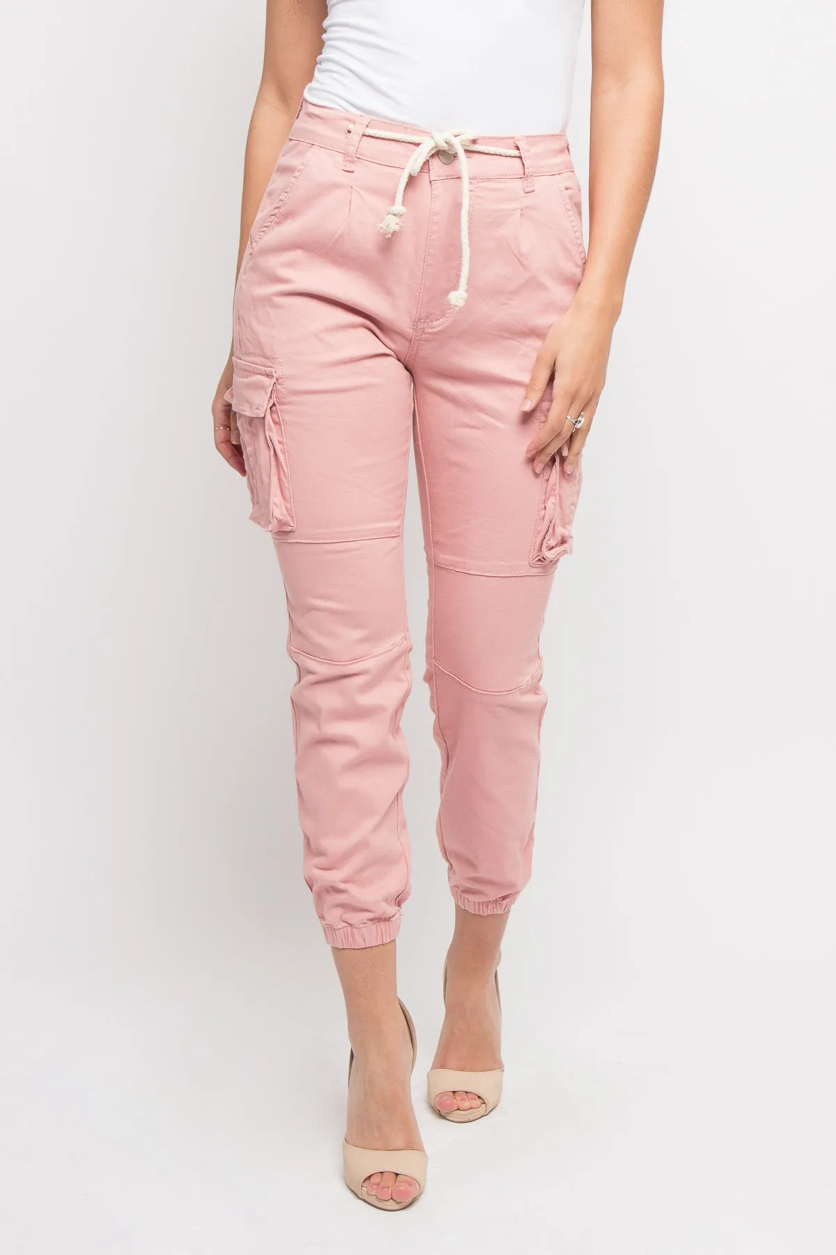 Women's Essential Basic Cropped Colored Cargo Joggers sold by G-Style USA