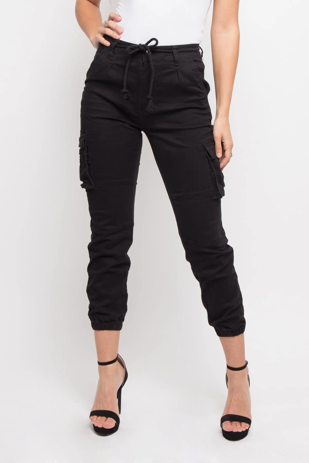 Women's Essential Basic Cropped Colored Cargo Joggers sold by G-Style USA product image thumbnail 3