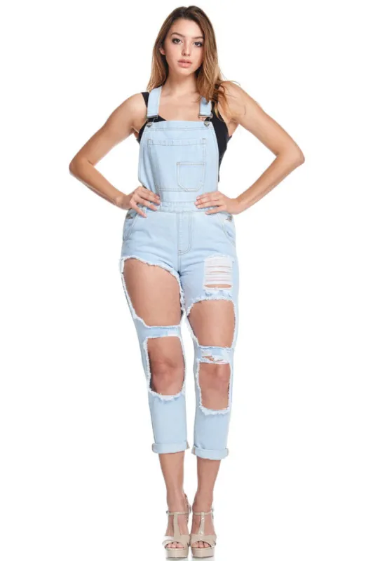 Women's Holey Ripped Denim Overalls sold by G-Style USA