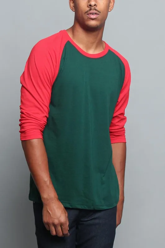 Men's Baseball T-Shirt (Green/Red) sold by G-Style USA