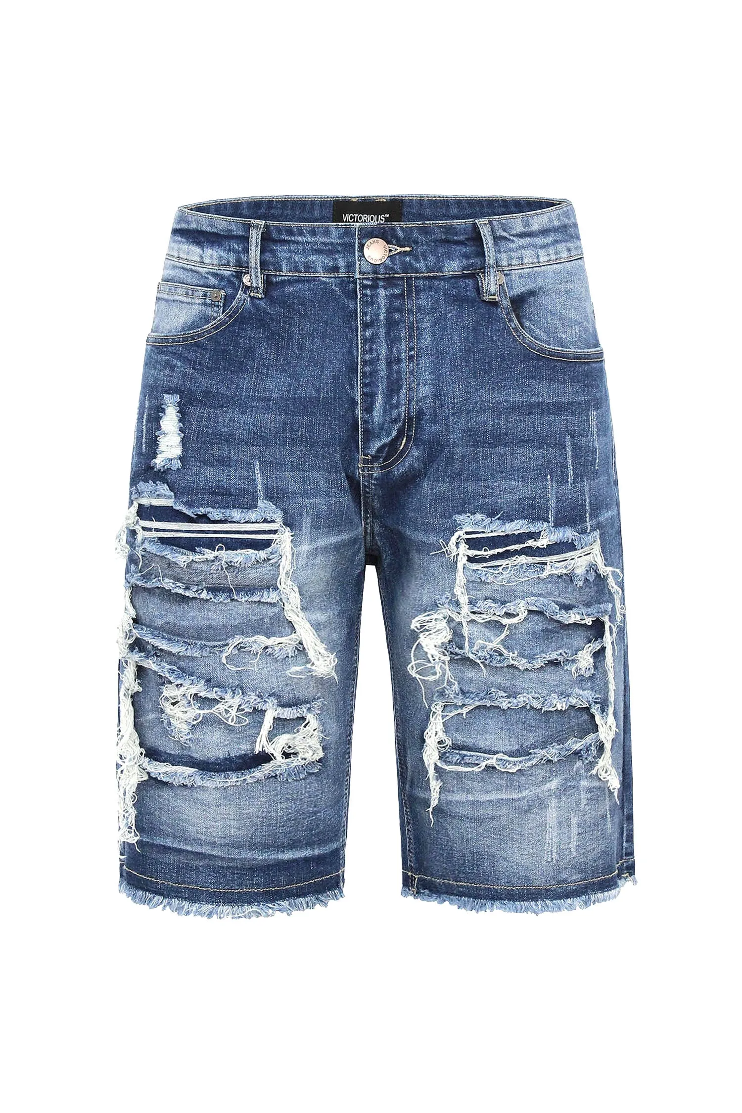 Men's Distressed Illusion Denim Shorts (New Colorway) sold by G-Style USA