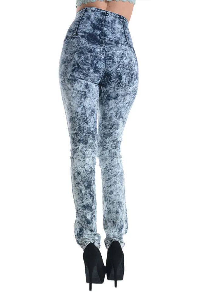 Washed High Waisted Button Up Skinny Jeans sold by G-Style USA product image thumbnail 4