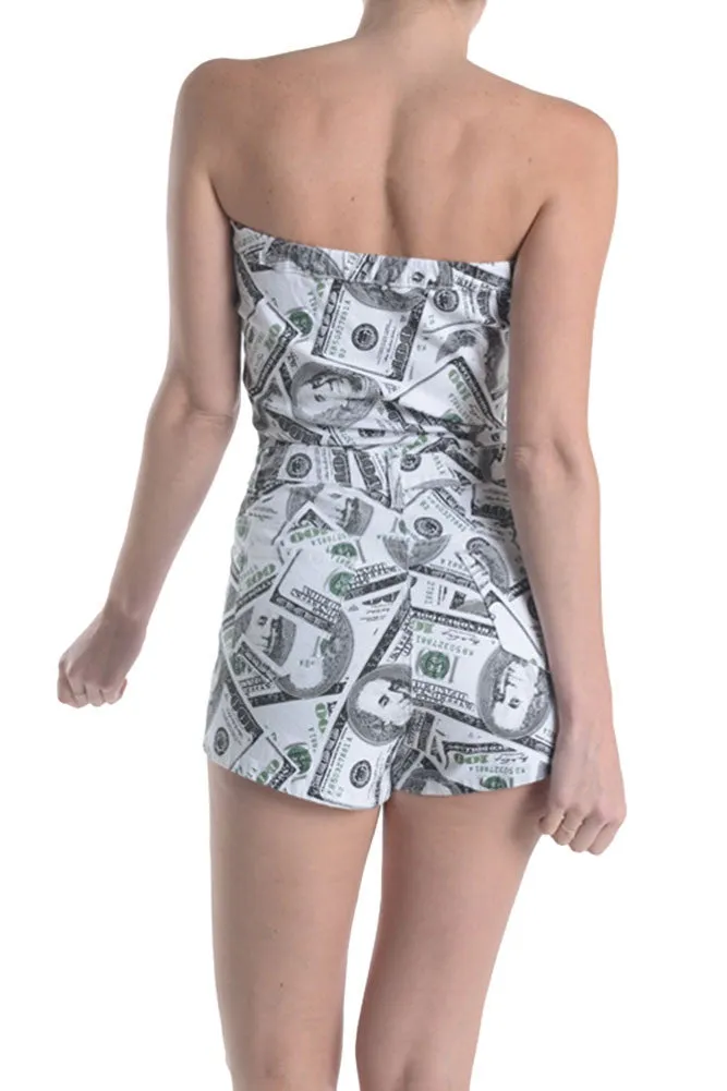 Women's Benjamins Print Romper sold by G-Style USA product image thumbnail 3