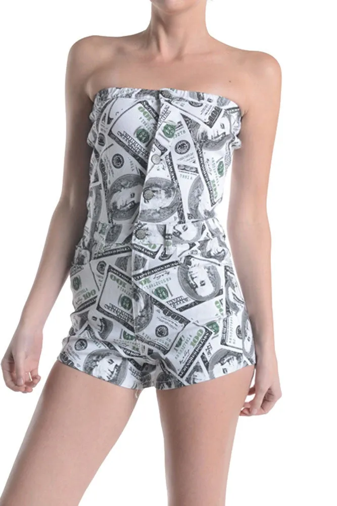 Women's Benjamins Print Romper sold by G-Style USA product image thumbnail 4