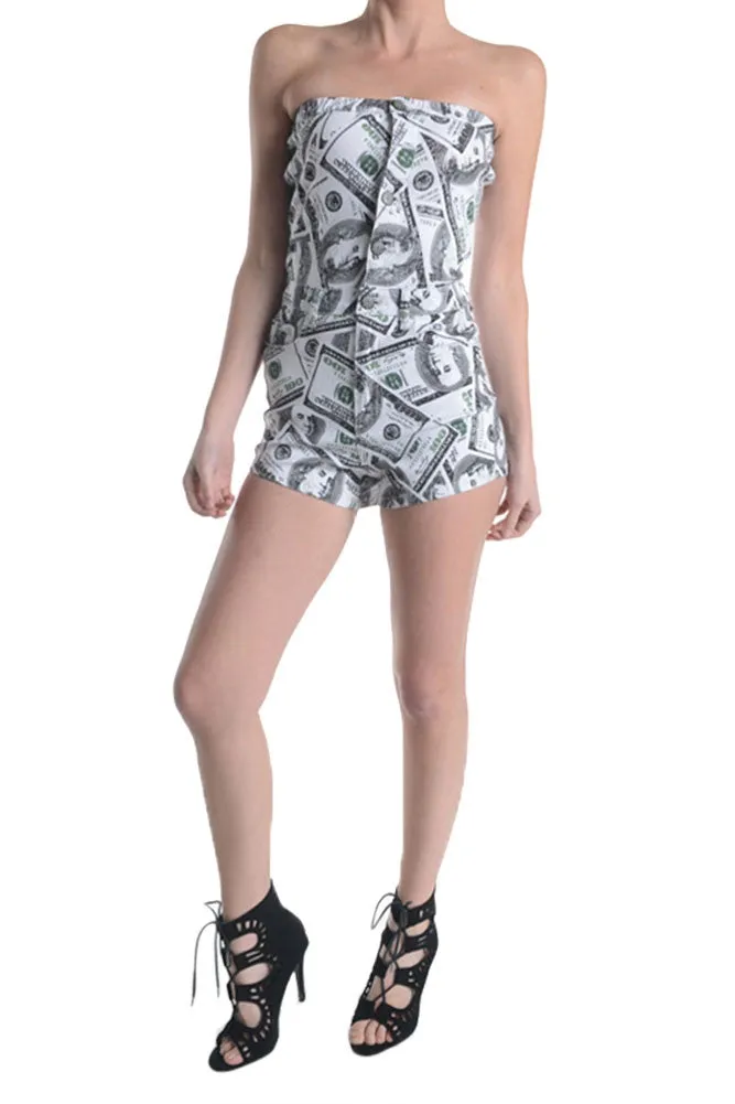 Women's Benjamins Print Romper sold by G-Style USA