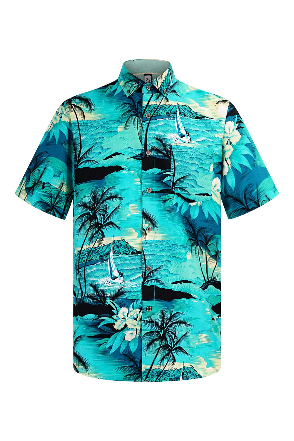 Men's Ocean Island Print Button Down Short Sleeve Shirts sold by G-Style USA