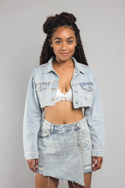 Cropped Backless Denim Jacket sold by G-Style USA