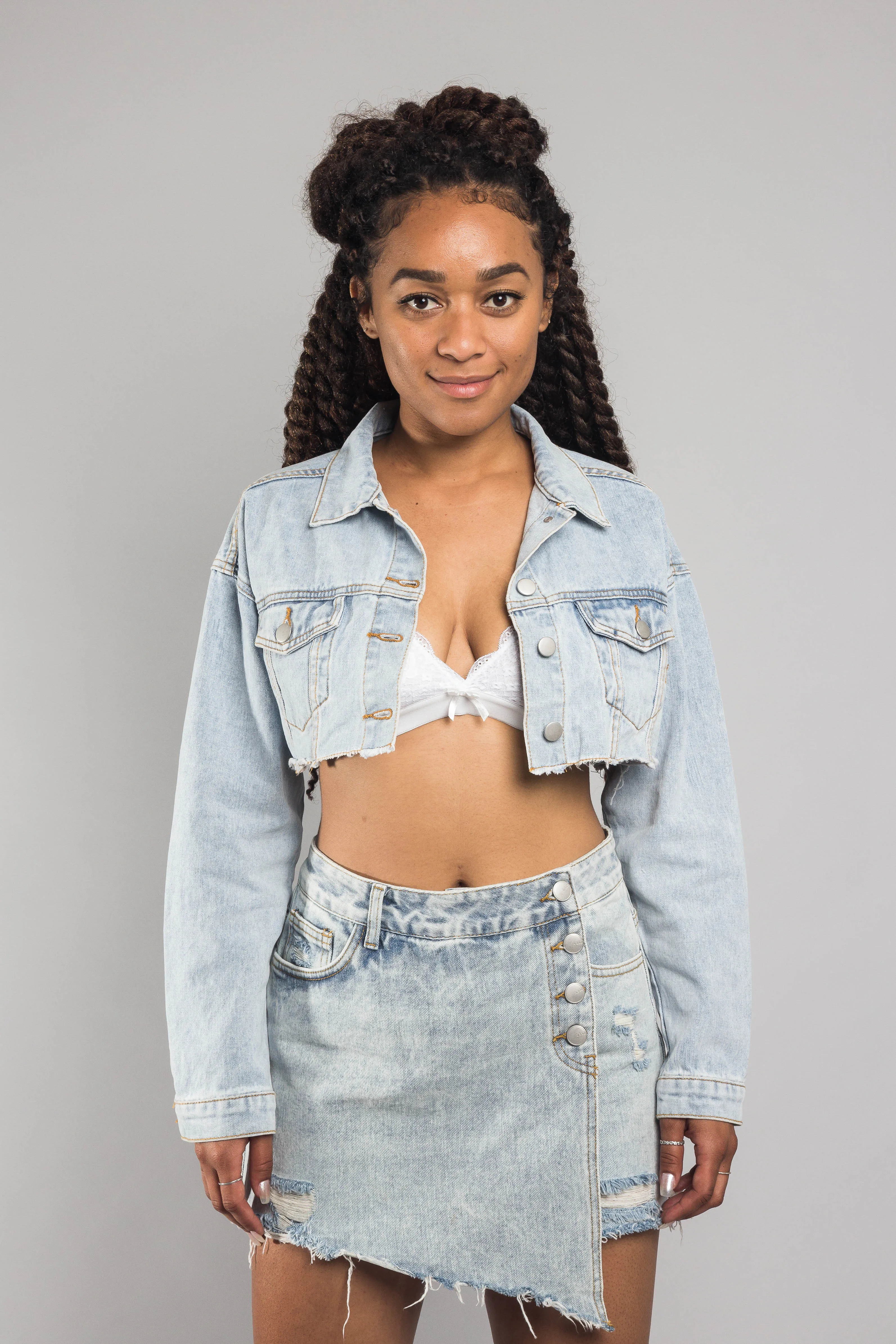 Cropped Backless Denim Jacket sold by G-Style USA