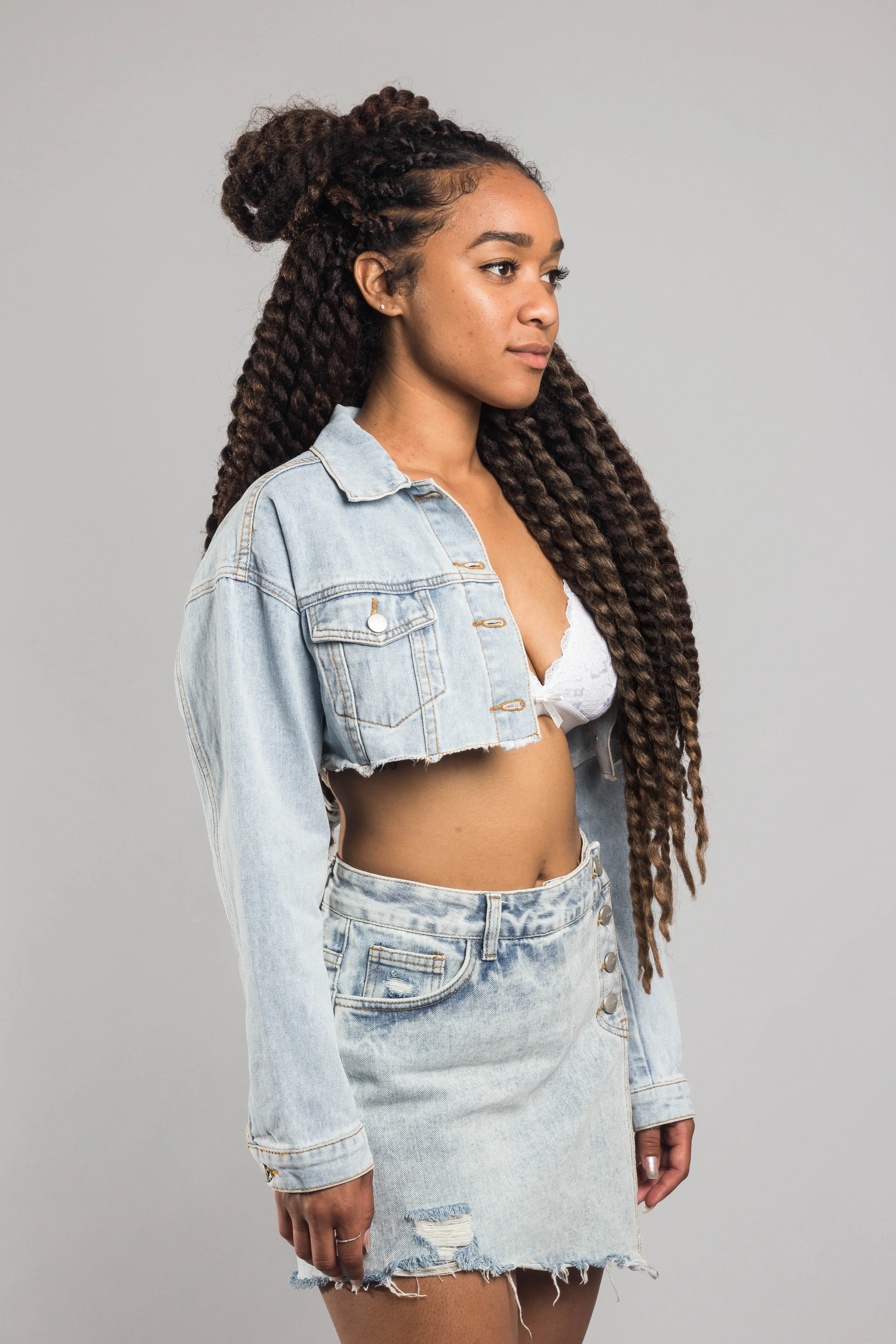 Cropped Backless Denim Jacket sold by G-Style USA product image thumbnail 4