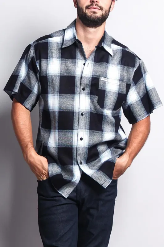 Western Casual Plaid Short Sleeve Button Up Shirt made by G-Style USA