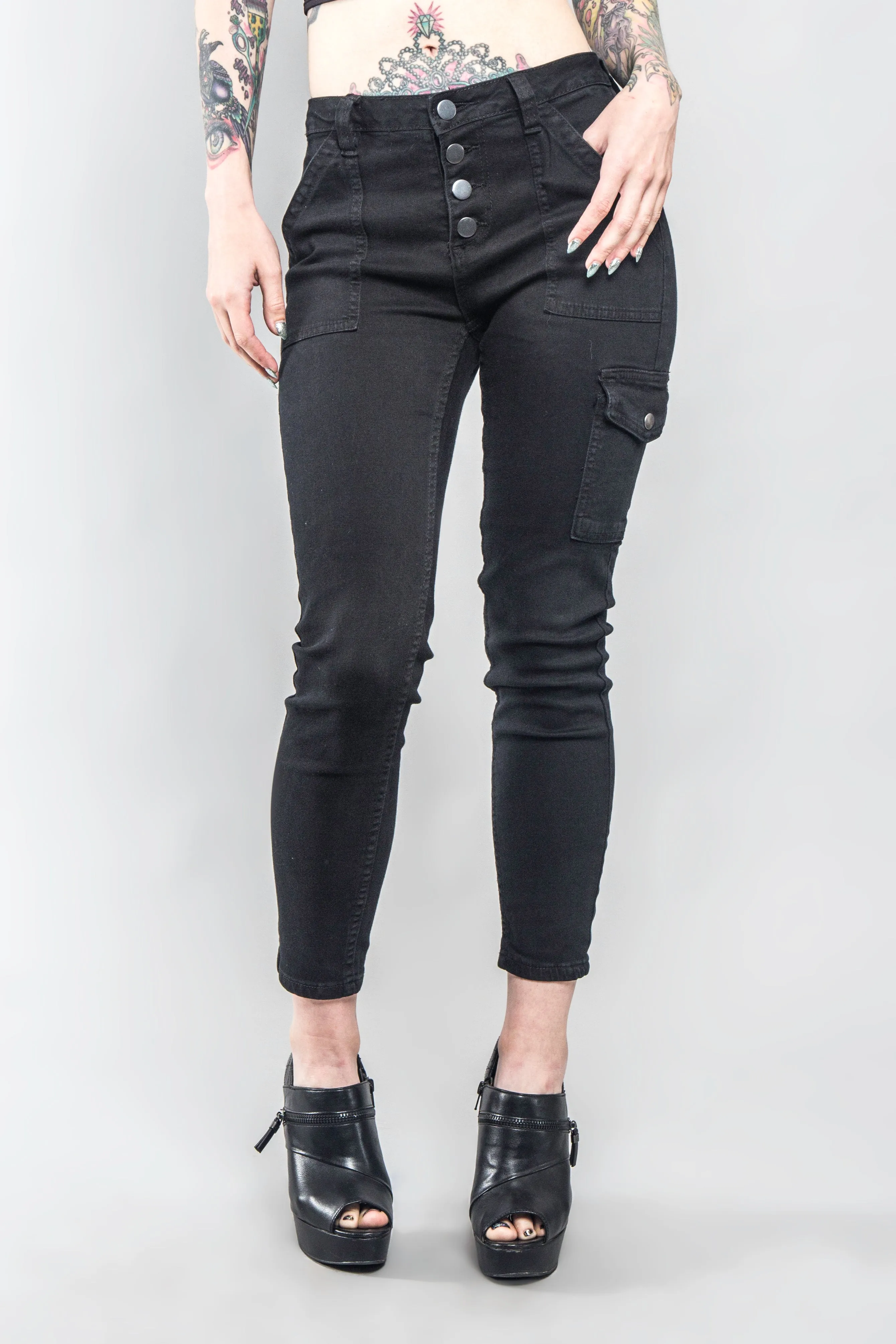 Buttoned Skinny Cargo Pants sold by G-Style USA