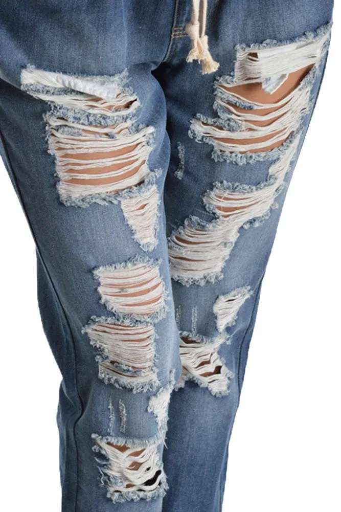 Destructed Denim Jogger Pants sold by G-Style USA product image thumbnail 4