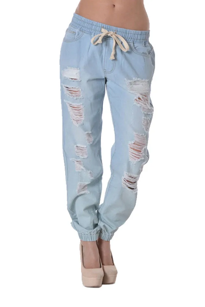Destructed Denim Jogger Pants sold by G-Style USA product image thumbnail 5