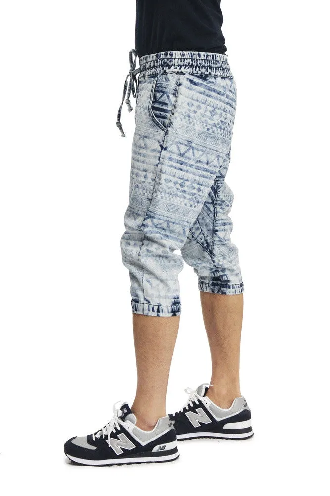 Men's Aztec Print Denim Jogger Shorts sold by G-Style USA product image thumbnail 3