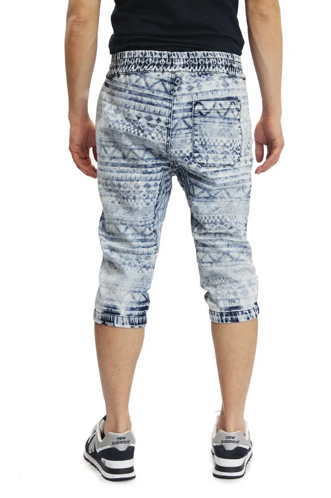 Men's Aztec Print Denim Jogger Shorts sold by G-Style USA product image thumbnail 4