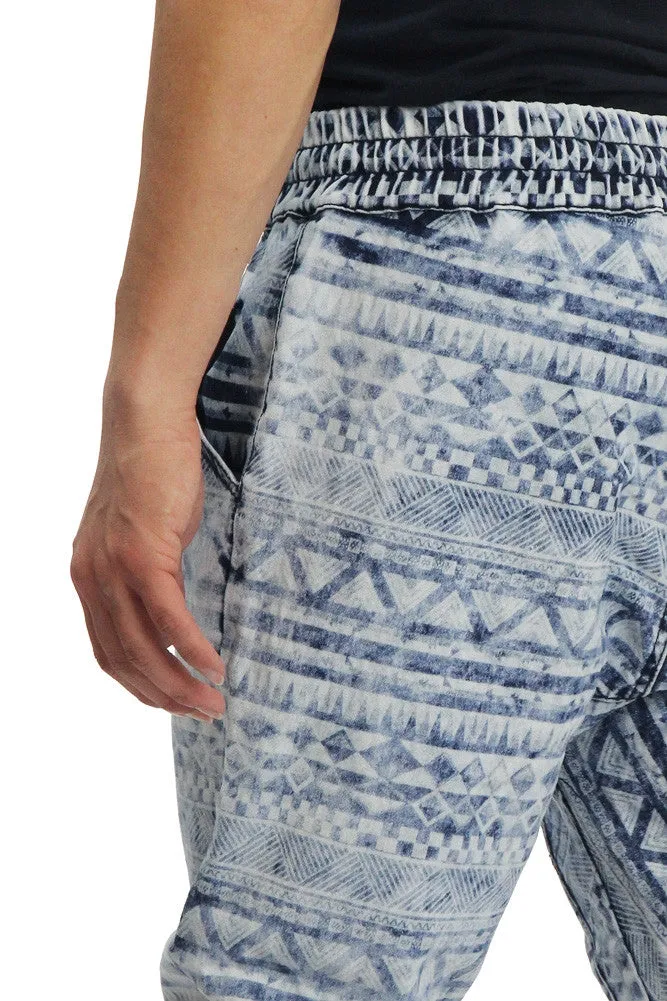 Men's Aztec Print Denim Jogger Shorts sold by G-Style USA product image thumbnail 5