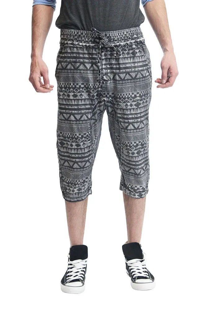 Men's Aztec Print Denim Jogger Shorts sold by G-Style USA product image thumbnail 2