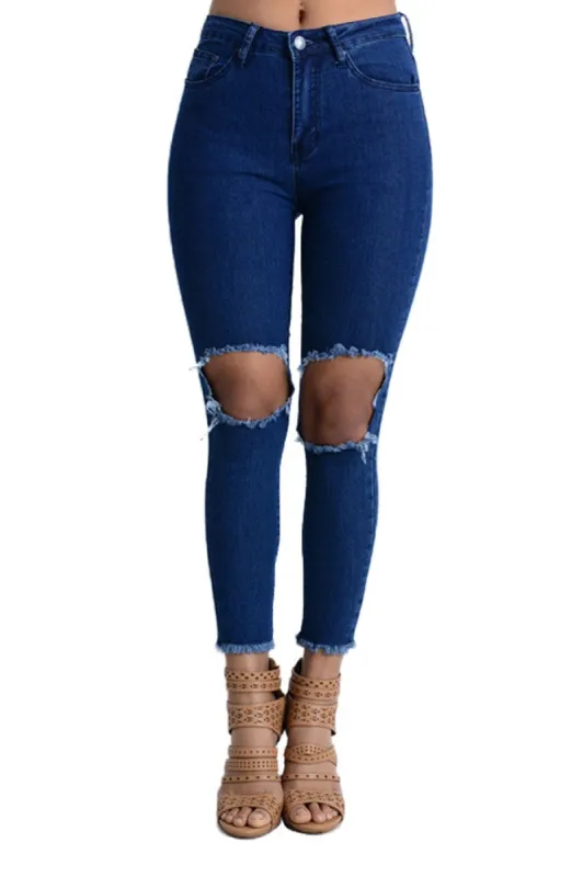 Women's Torn and Frayed Skinny Fit Jeans sold by G-Style USA