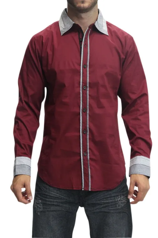 Pattern Contrast Button Up Shirt sold by G-Style USA