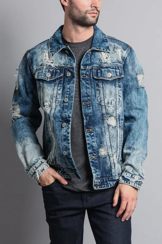 Distressed Scribble Denim Jacket sold by G-Style USA