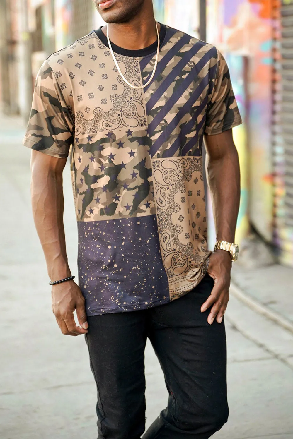 Bandana Paisley Pattern Block Graphic T-Shirt sold by G-Style USA product image thumbnail 3