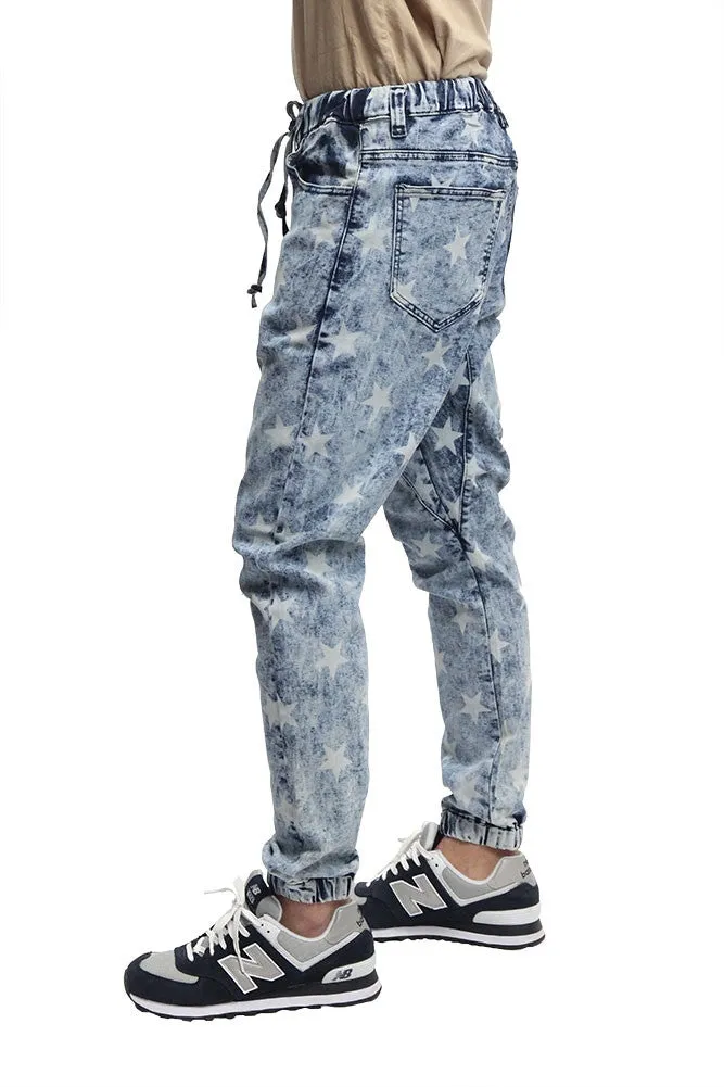 Men's Star Print Denim Jogger Pants sold by G-Style USA product image thumbnail 3