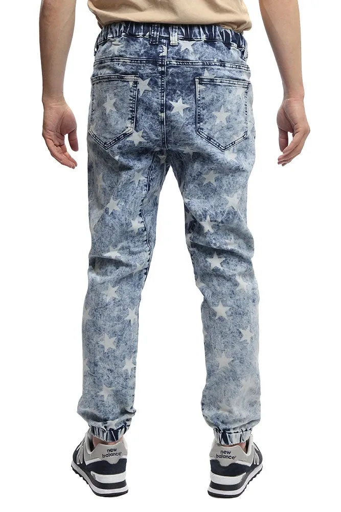 Men's Star Print Denim Jogger Pants sold by G-Style USA product image thumbnail 4