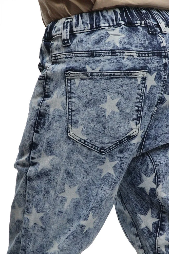 Men's Star Print Denim Jogger Pants sold by G-Style USA product image thumbnail 5