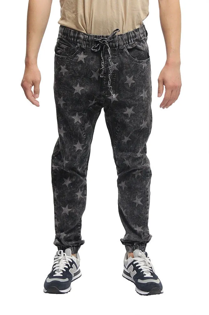 Men's Star Print Denim Jogger Pants sold by G-Style USA product image thumbnail 2