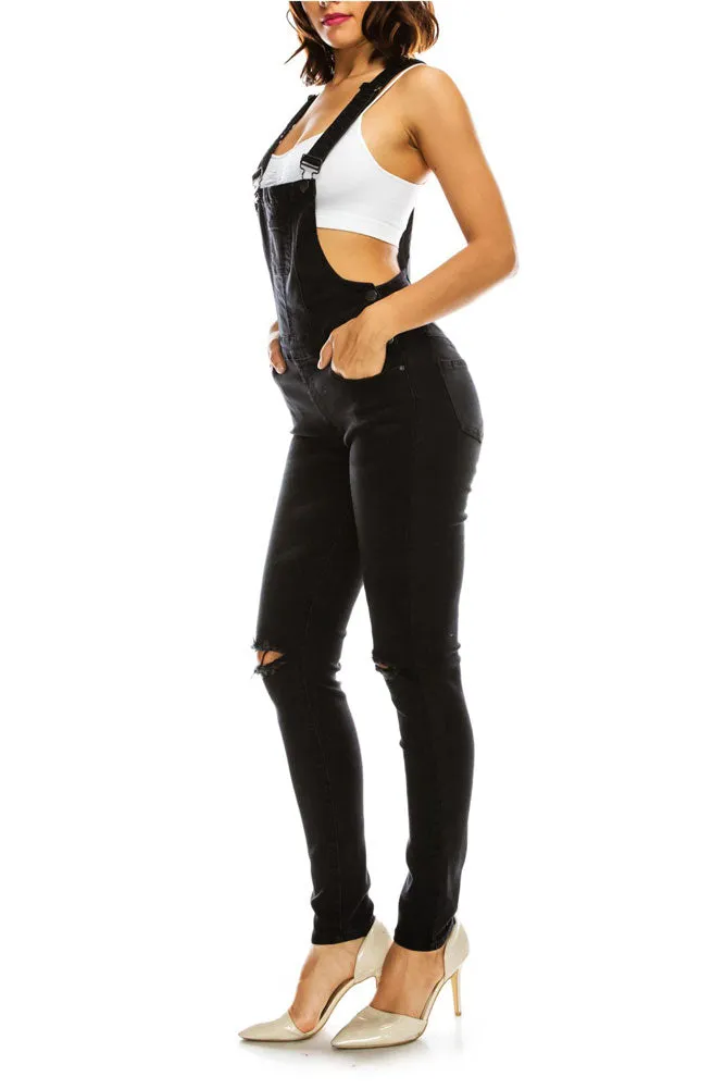 Women's Knee Slit Denim Overalls sold by G-Style USA product image thumbnail 3