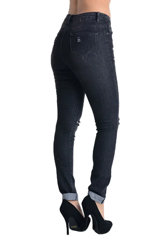High Waisted Ripped Skinny Fit Jeans sold by G-Style USA product image thumbnail 4